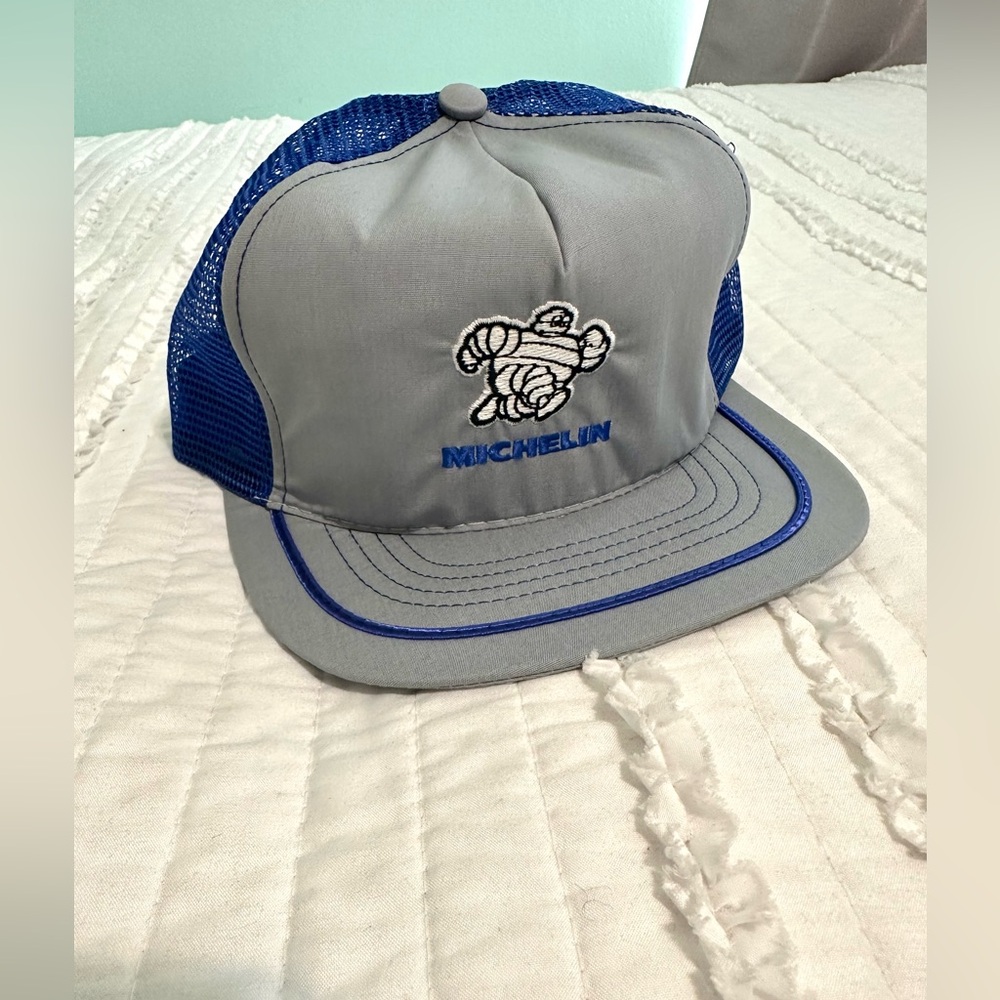 Vintage MICHELIN MAN Trucker Hat Cap NOS Snapback Mesh Patch Swingster RARE 80s